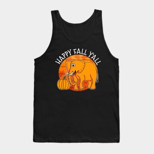 Happy Fall Y'All Elephant Autumn Thanksgiving Tank Top